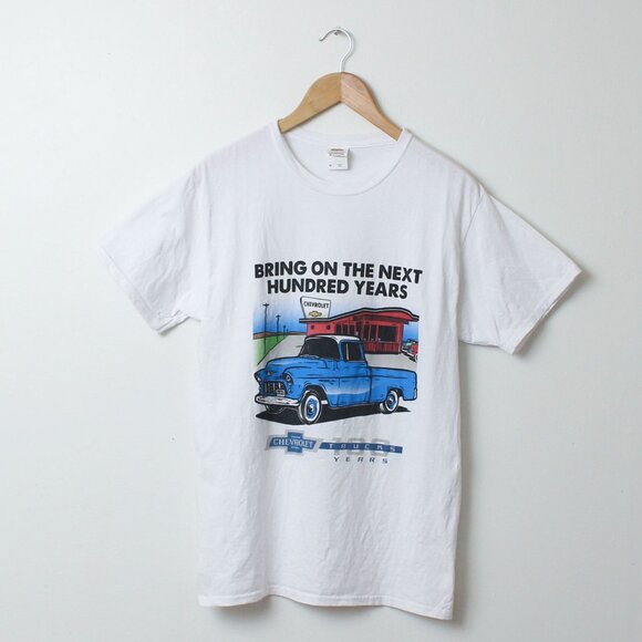 Chevrolet Shirt Mens Medium White Blue Chevy Tee - Picture 1 of 5